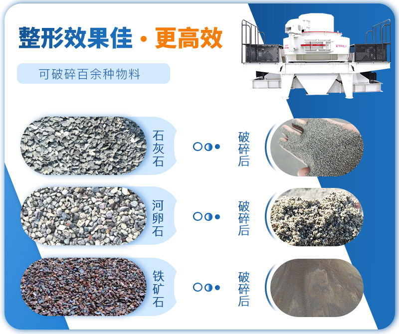 制砂機成品粒度多樣化，各種石料都不怕